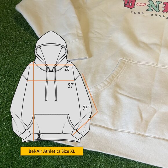 Bel-Air Athletic Will Smith & DJ D-Nice Long Sleeve Hoodie Sweatshirt Size XL - Picture 2 of 14